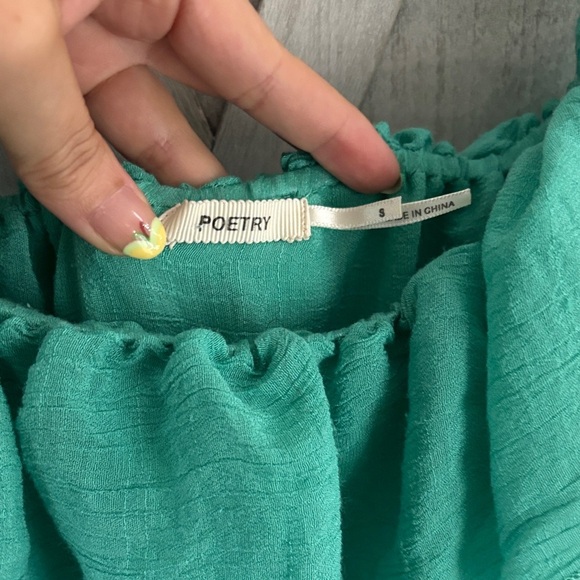 Green Ruffled Strapless Dress - Picture 2 of 9